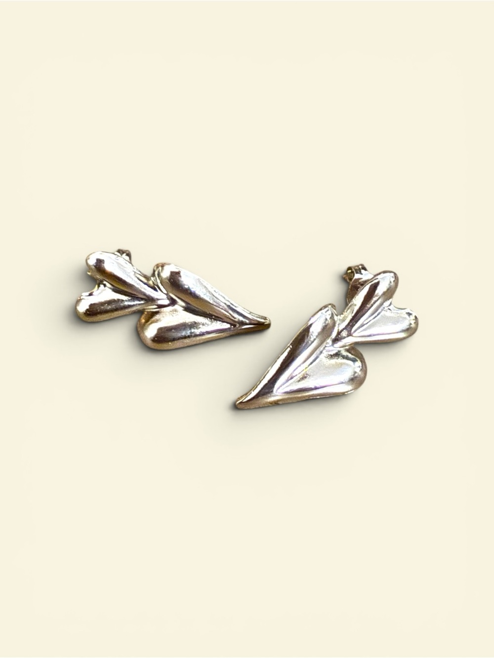 Abstract Heart Stud Stainless Steel Earrings in Silver Tone
